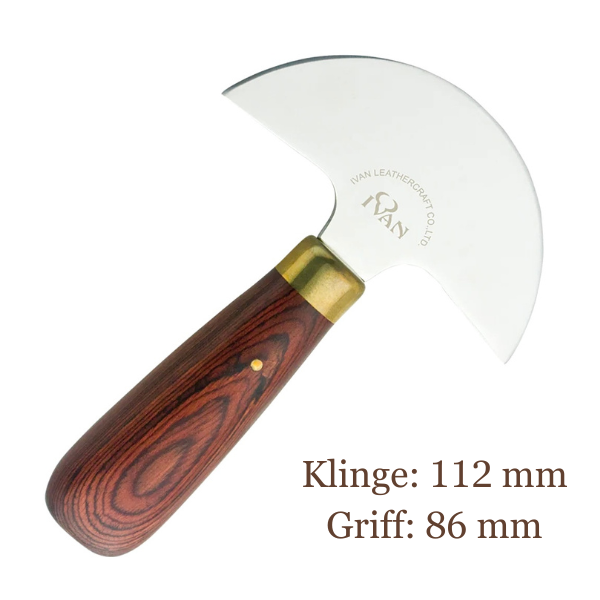 Halbmondmesser für Lederarbeiten – 112 mm Edelstahlklinge