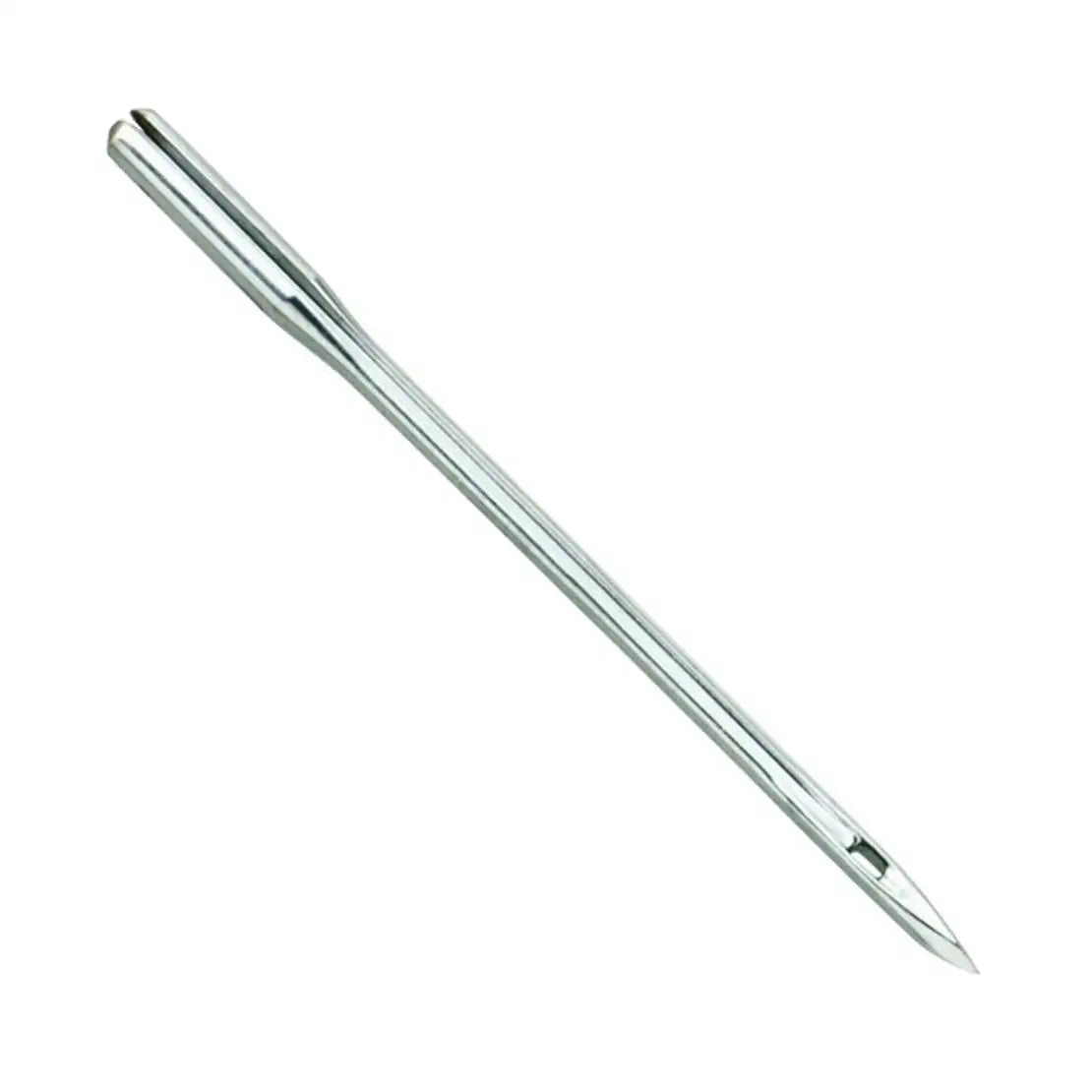 Leder-Nähnadel aus Metall für Handarbeiten, Nahaufnahme auf weißem Hintergrund