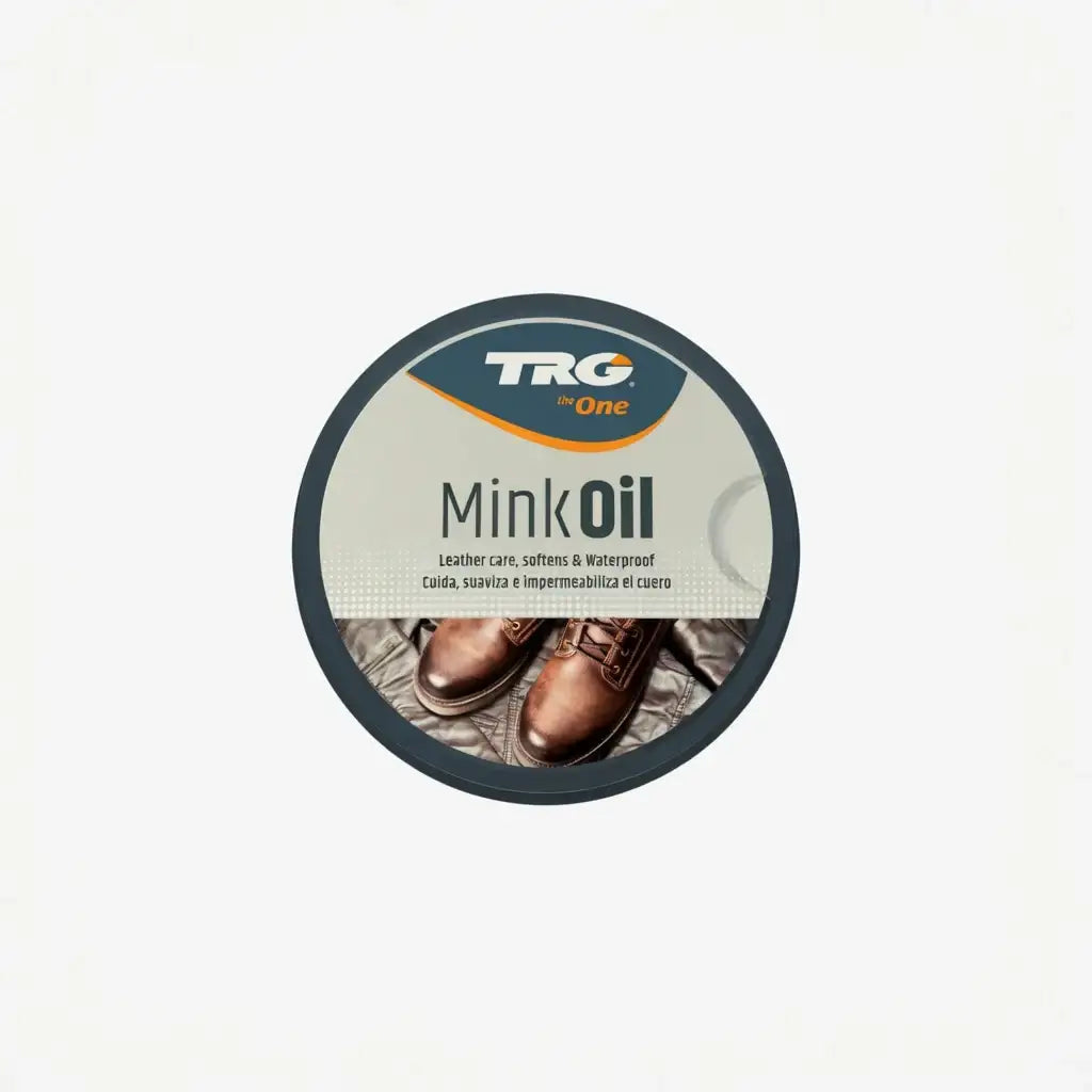 TRG Lederpflege Mink Oil für Schuhe, Lederpflege, Imprägnierung, Dose auf weißem Hintergrund