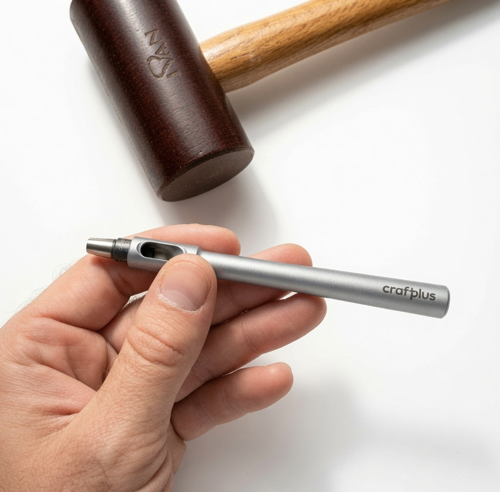 crafplus Lederwerkzeug mit Holzhammer für präzise Lederbearbeitung