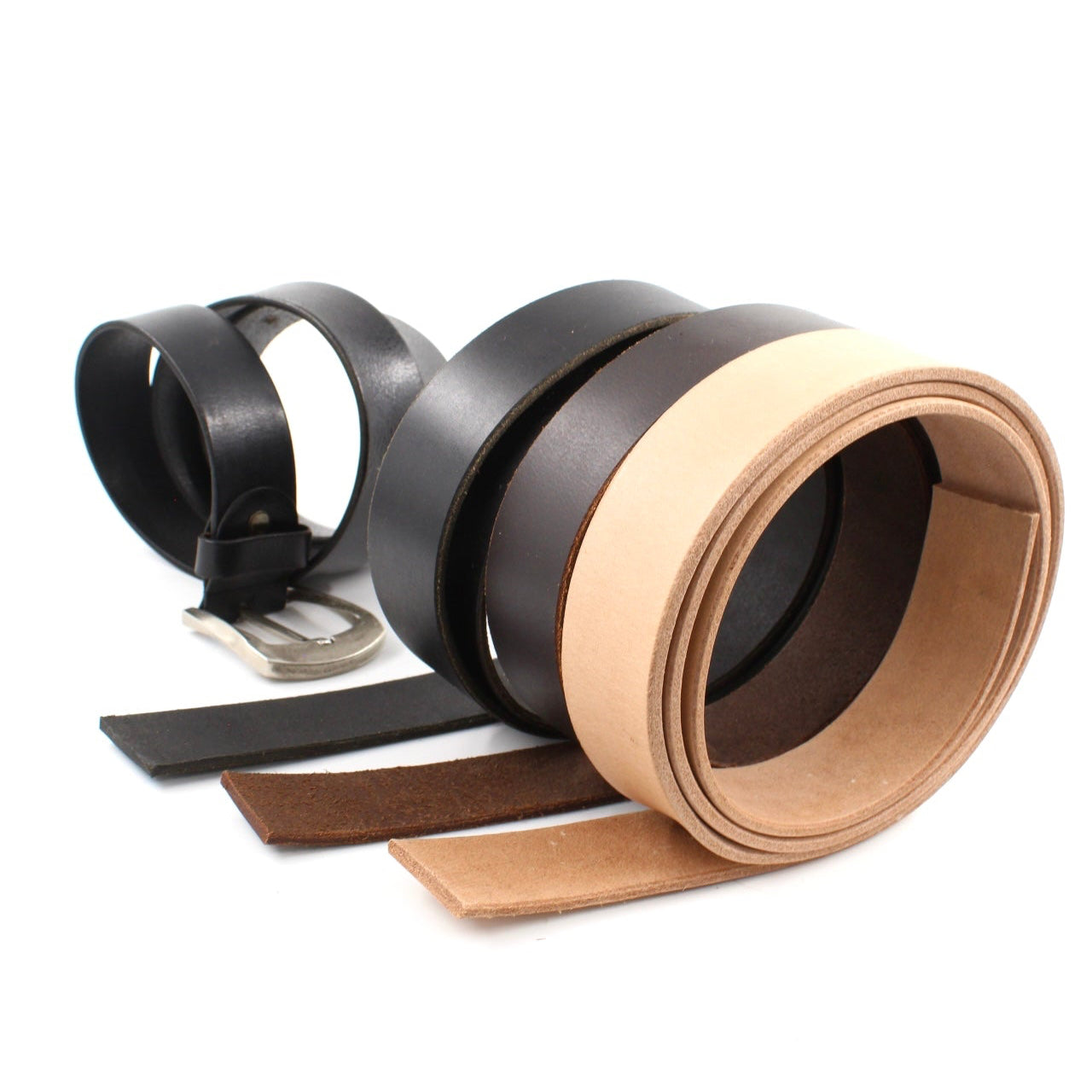 Rindslederriemen für Gürtel – 40 mm – Natur, Braun oder Schwarz