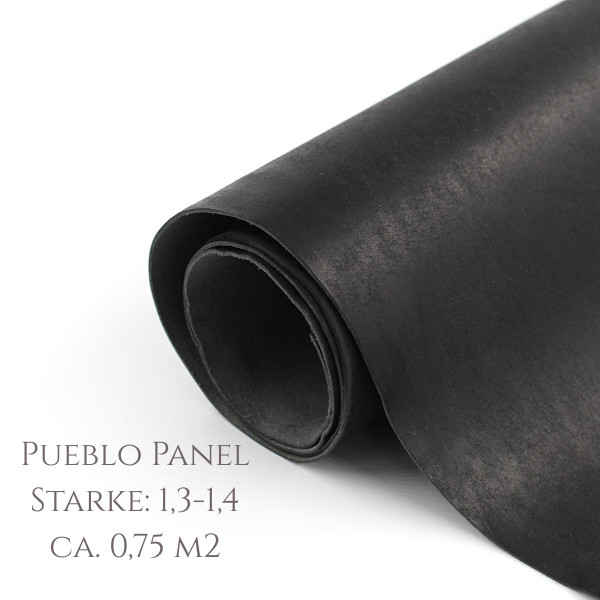 Leder Pueblo Starke 1,3-1,4 mm, Schwarz 0,75 m2, Halb Haut