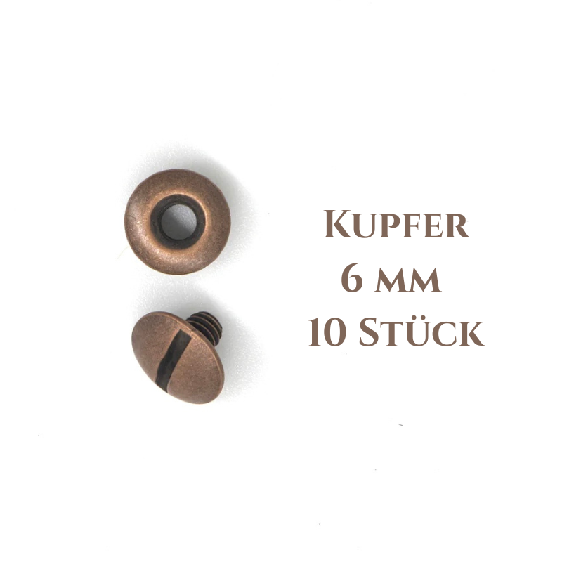 Buchschrauben 6 mm in Kupfer