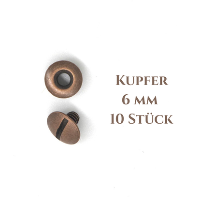 Buchschrauben 6 mm in Kupfer