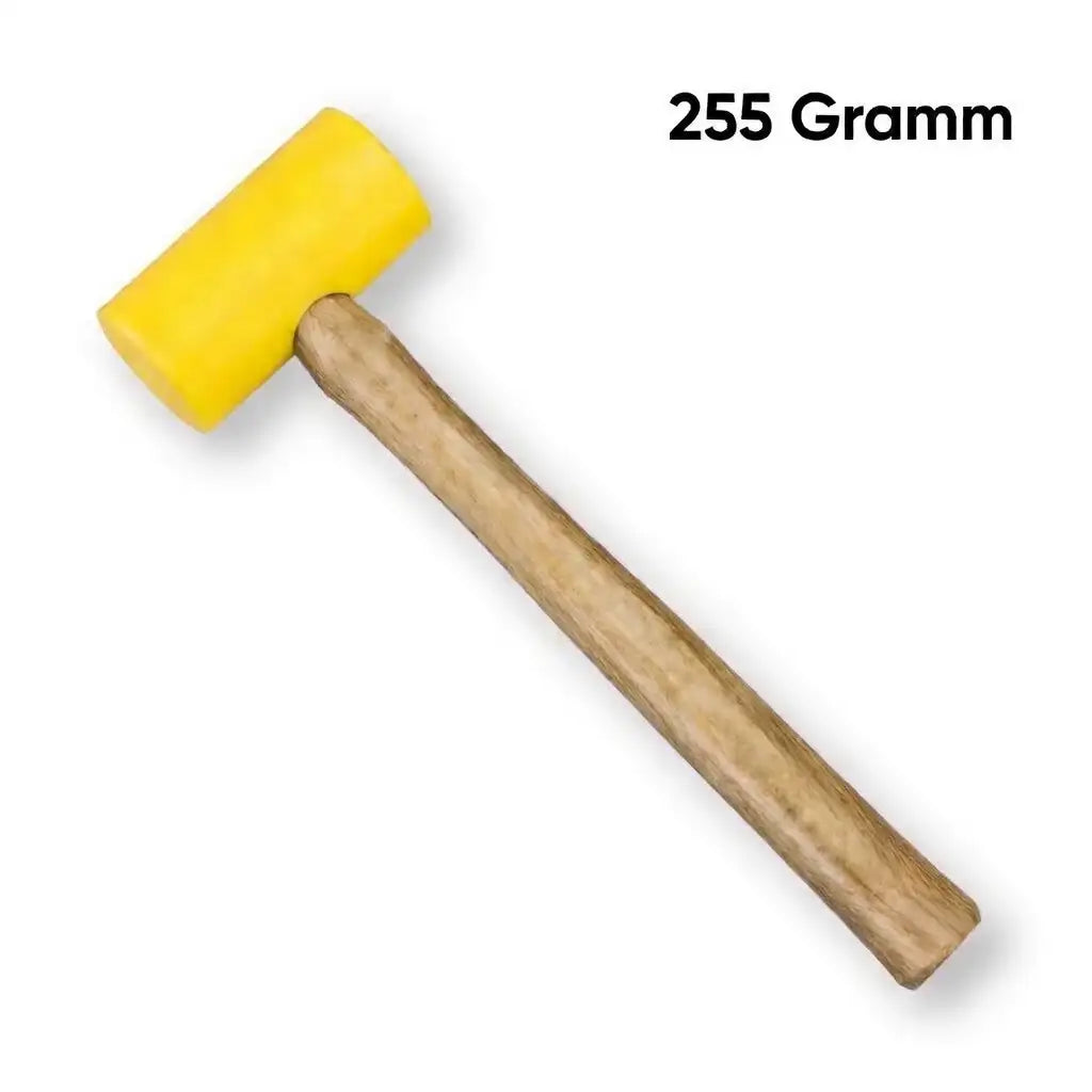 Polyesterhammer mit gelbem Kopf und Holzgriff, 255 Gramm, geeignet für Lederarbeiten