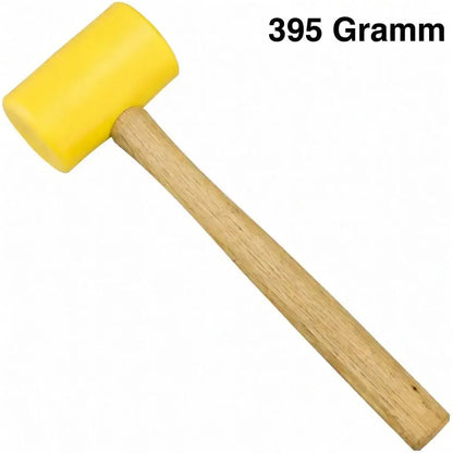 Gummihammer mit gelbem Kopf und Holzgriff, 395 Gramm, Werkzeug für Lederarbeiten