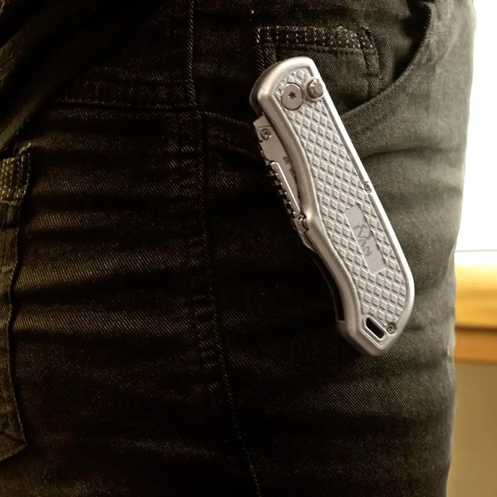 Metall-Cutter Messer mit Clip an der Hosentasche, Werkzeug für Lederverarbeitung