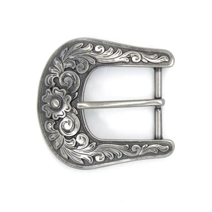 Gürtelschnalle aus Metall mit floralem Muster, ideal für Lederarbeiten und Gürtelherstellung