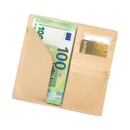 Offene Leder-Geldbörse natur mit Fächern für Geldscheine und Karten