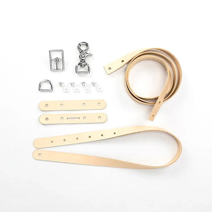 Leder Bastelset mit Riemen, Metallschnallen, Schrauben und D-Ring für Taschenherstellung