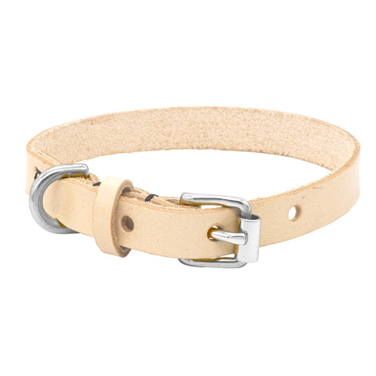 Naturfarbenes Lederhalsband mit Metallschnalle und D-Ring, robust, Handwerk Lederzubehör