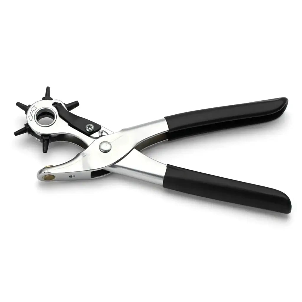 Robuste Lochzange für Leder mit schwarzem Griff, ideal für Lederarbeiten und Bastelprojekte