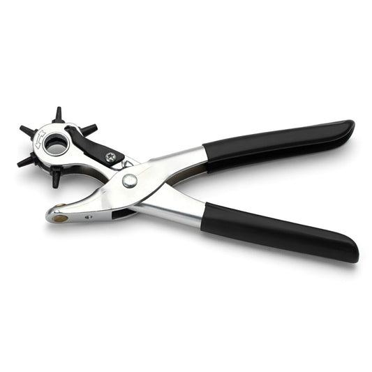 Robuste Lochzange für Leder mit schwarzem Griff, ideal für Lederarbeiten und Bastelprojekte