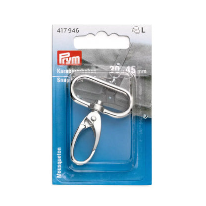 Prym Karabinerhaken aus Metall, silberfarben, 30-45 mm, in Blisterverpackung