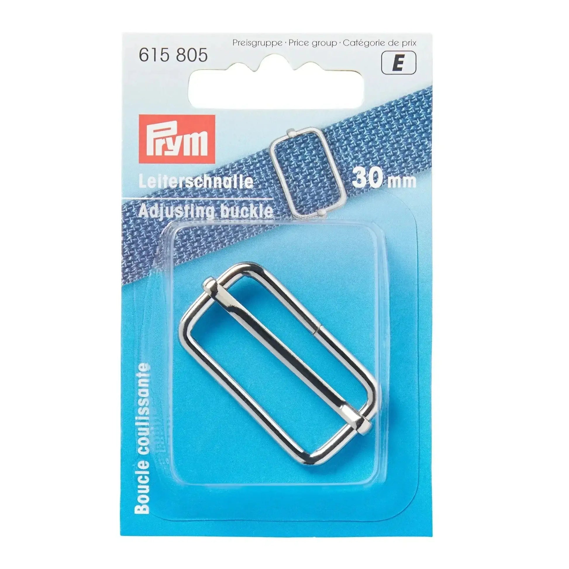 Metall Leiterschnalle 30mm auf blauer Prym Verpackung, ideal für Lederarbeiten