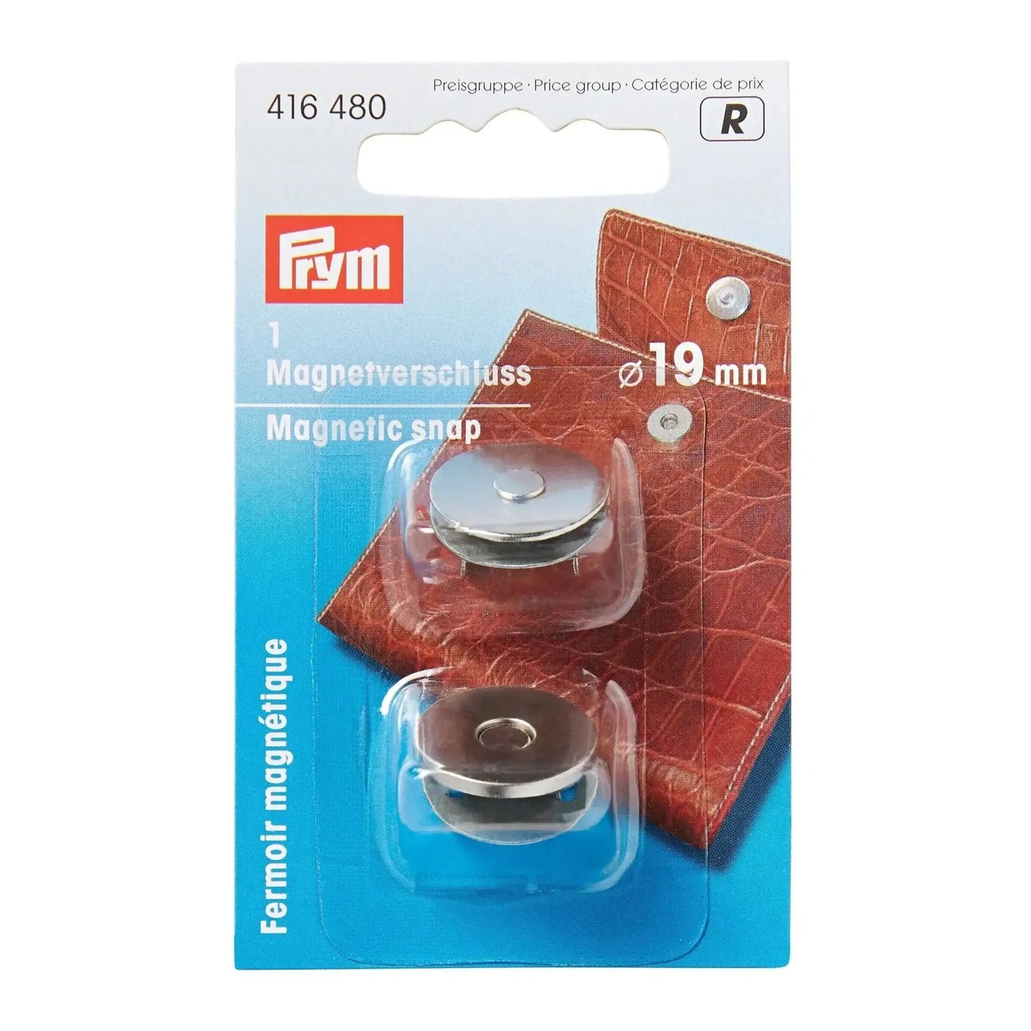 Prym Magnetverschluss 19 mm für Lederprojekte, Metallverschluss auf Blisterkarte.
