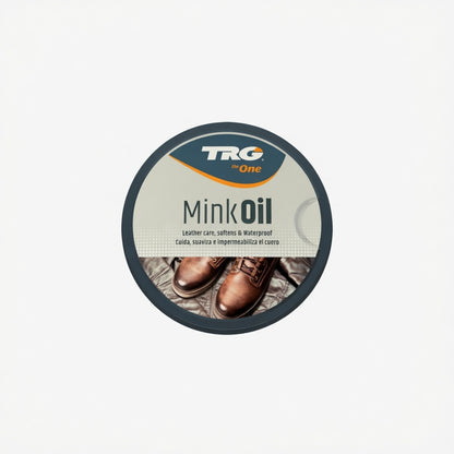 TRG Lederpflege Mink Oil für Schuhe, Lederpflege, Imprägnierung, Dose auf weißem Hintergrund