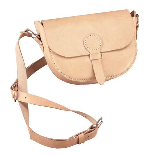 Handtasche aus naturfarbenem Leder mit verstellbarem Schulterriemen, Produktfoto