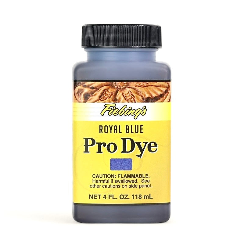 Royal Blue Pro Dye für Lederprojekte, 118 ml Flasche mit Warnhinweis