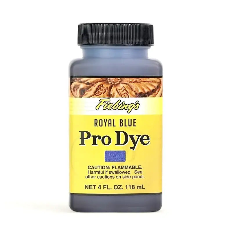 Royal Blue Pro Dye für Lederprojekte, 118 ml Flasche mit Warnhinweis