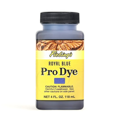 Royal Blue Pro Dye für Lederprojekte, 118 ml Flasche mit Warnhinweis