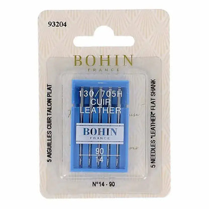 BOHIN Leder-Nähmaschinennadeln Nr. 14-90, 5 Stück, für Leder & Kunstleder, flacher Schaft