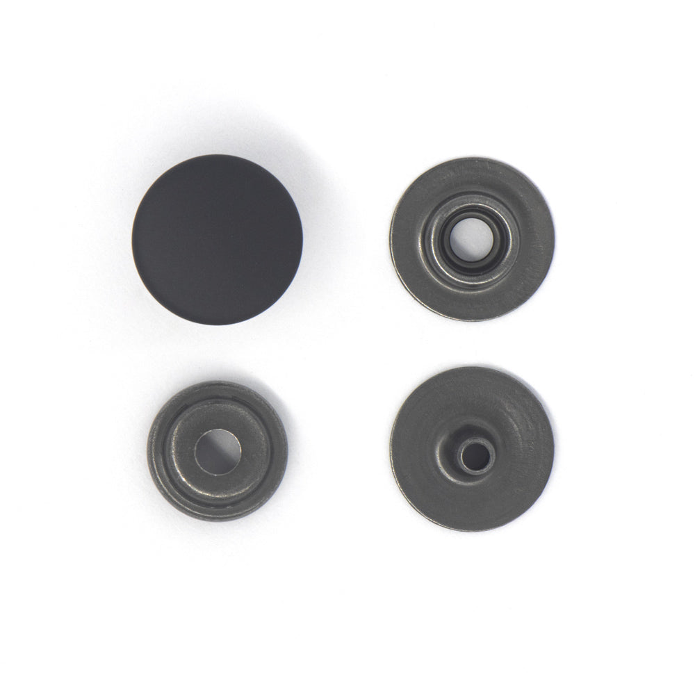 Schwarze Lederknöpfe mit Metallringen für Lederprojekte, ideal für Handwerker und Bastler
