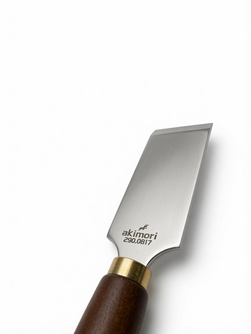 Akimori Flaches Ledermesser mit Holzgriff und Metallklinge, ideal für Lederbearbeitung und Bastelprojekte