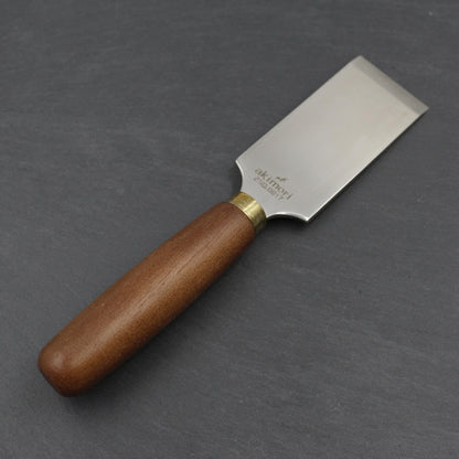 Flaches Ledermesser mit Holzgriff und Akimori-Stahlklinge für präzise Lederbearbeitung