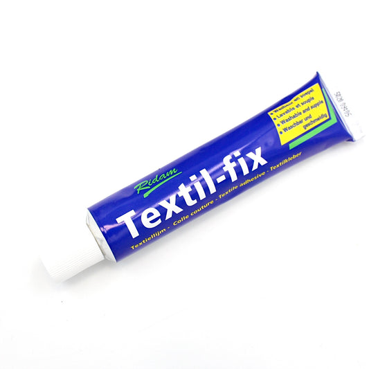 Ridan Textil-fix Textilkleber Tube blau mit weißer Kappe, waschbar und flexibel
