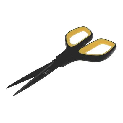 Schwarze Leder-Schere mit gelben Griffen, Werkzeug für Lederhandwerk von Klever Leder