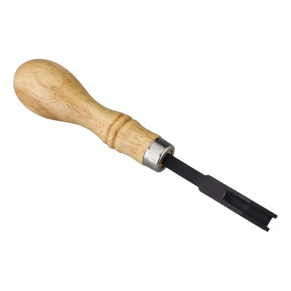 Lederwerkzeug mit Holzgriff und Metallklinge zum Schneiden und Bearbeiten von Leder