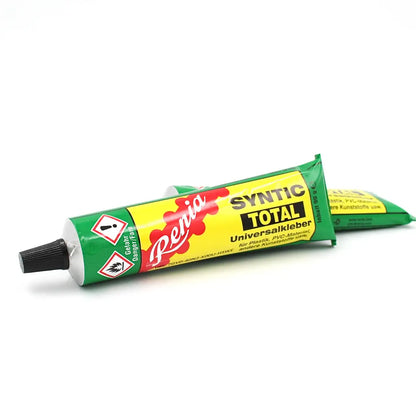 Renia Syntic Total Universalkleber Tube, Klebstoff für Leder, Kunstleder, PVC auf weißem Hintergrund