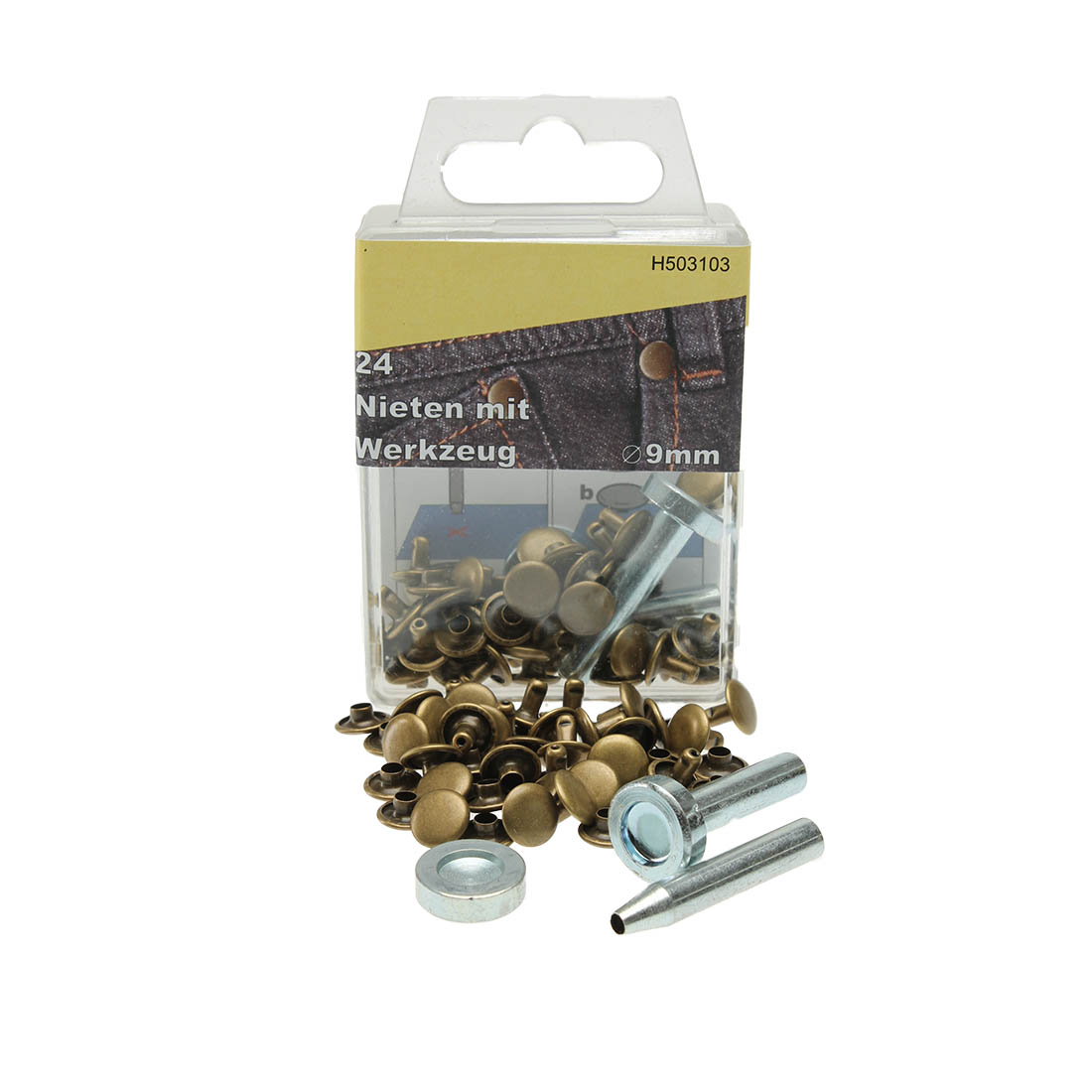 24 Niete mit Werkzeug, 9mm, ideal für Lederprojekte und Handwerk
