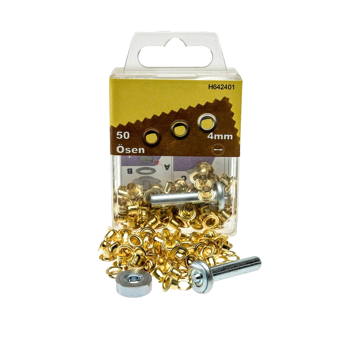 50 goldene 4mm Ösen für Lederprojekte mit Werkzeug, ideal für Handwerker und Bastler
