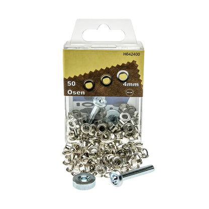 50 silberne Ösen, 4mm, für Lederprojekte und Bastelarbeiten